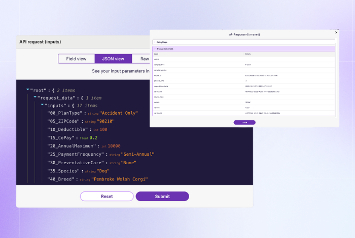 Pet Rater Service - Rating Use Case - JSON Test View
